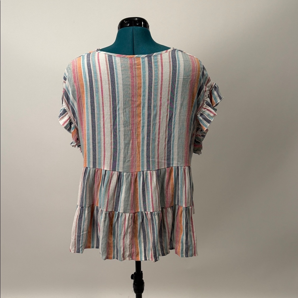 Multicolor Striped Ruffle Blouse - Picture 4 of 7